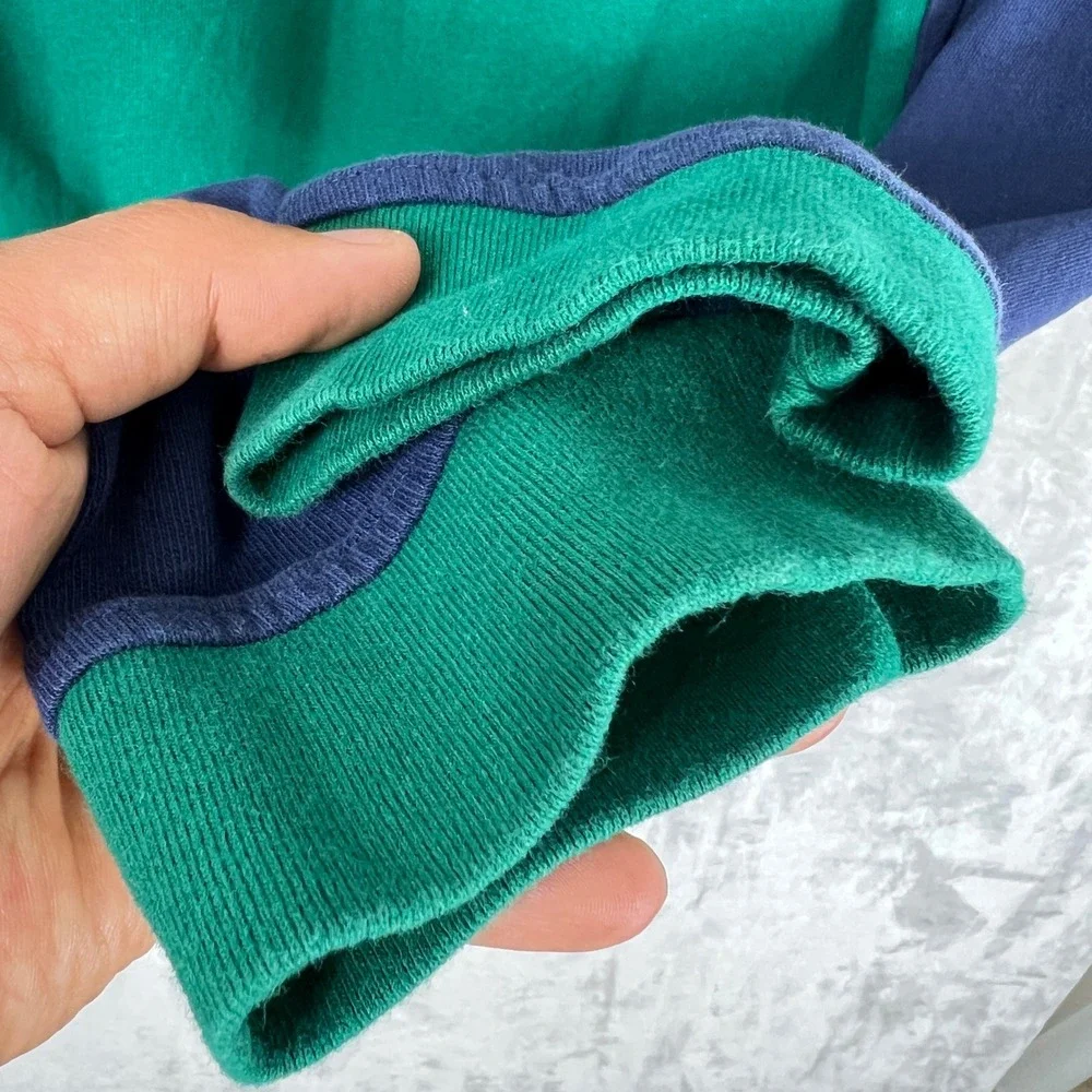 Levis Mens Relaxed Fit Rugby Shirt Green Navy Blue Long Sleeve‎ Polo M Preppy
